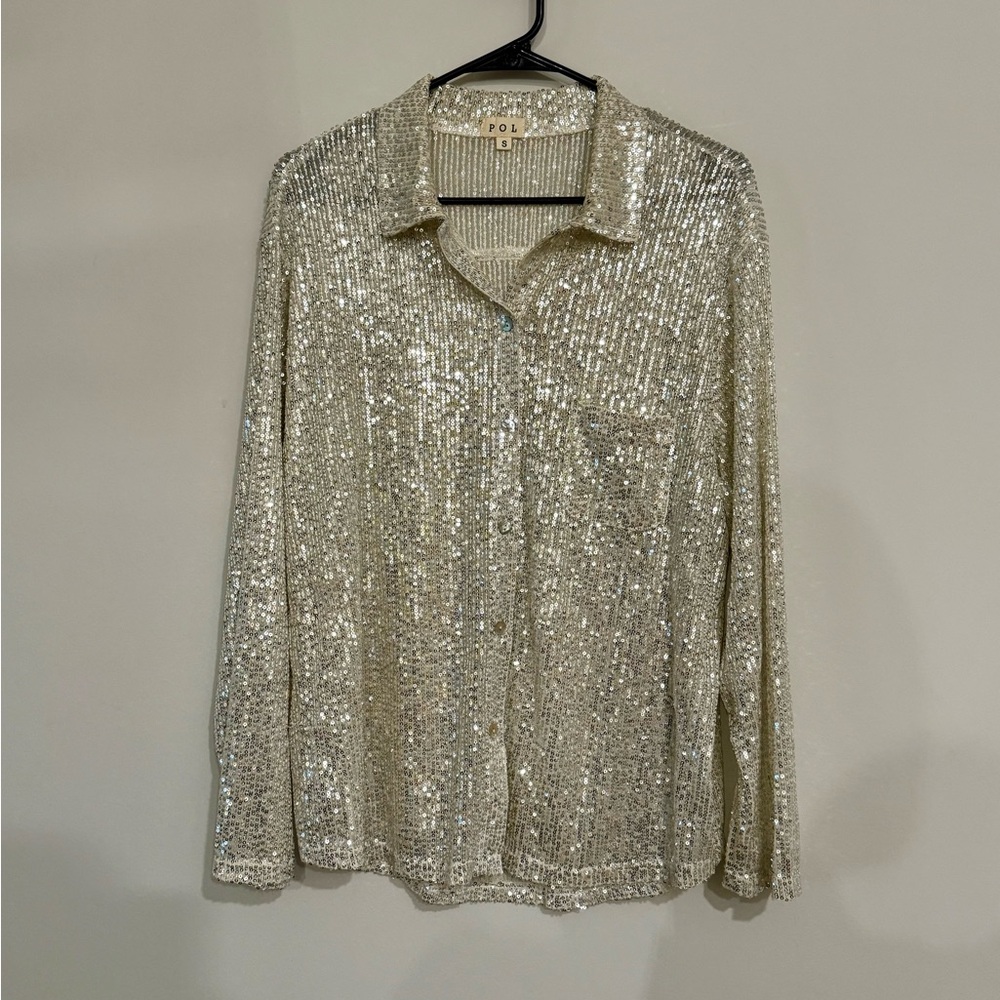 Women's Silver Sequin Top